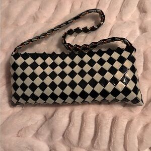 Stylish Black and White Checkered Women's Candy Wrapper Purse